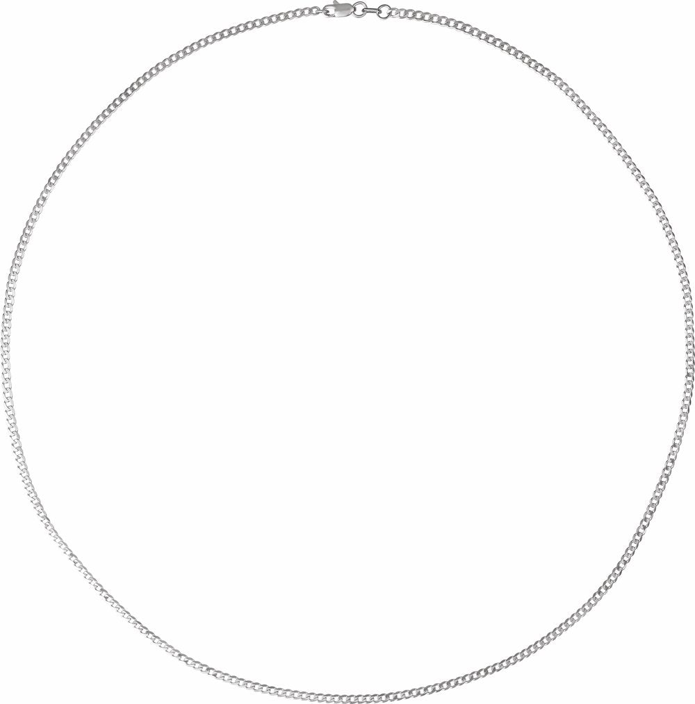 14K White Gold 1.95 mm Curb 18" Chain