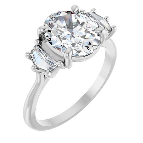 14K White Gold 2 1/2 CTW Lab-Grown Diamond  Three-Stone Engagement Ring