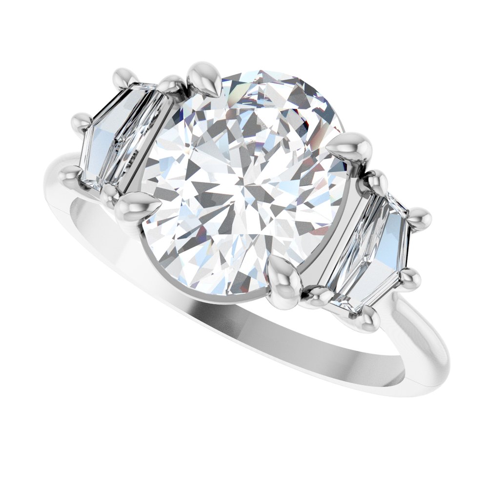 14K White Gold 2 1/2 CTW Lab-Grown Diamond  Three-Stone Engagement Ring