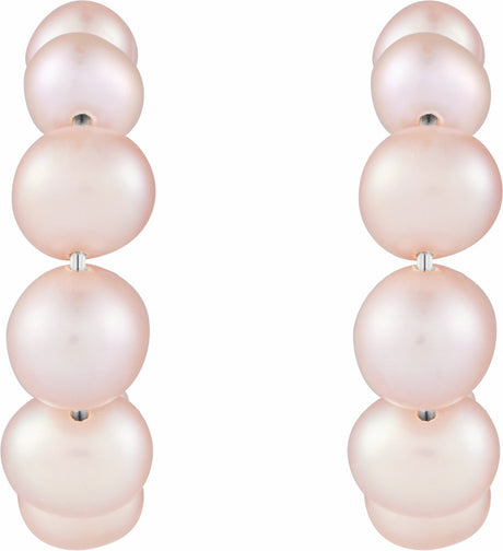 Sterling Silver Cultured Pink Freshwater Pearl Hoop Earrings