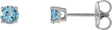 14K White Gold 4 mm Natural Aquamarine Earrings