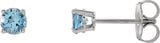 14K White Gold 4 mm Natural Aquamarine Earrings