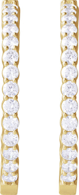 14K Yellow 5 CTW Lab-Grown Diamond Inside-Outside Hinged 37.8 mm Hoop Earrings