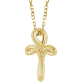 14K Yellow Gold Freeform Cross 16-18" Necklace