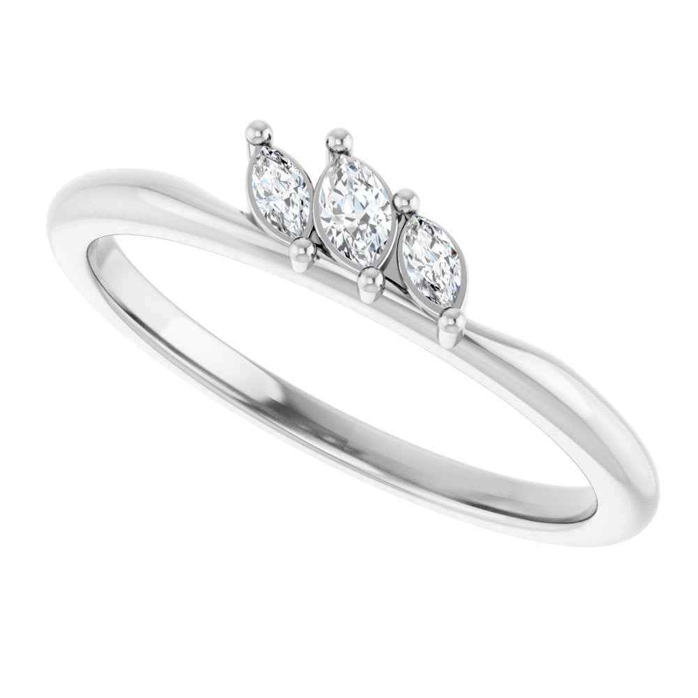 14K White 1/8 CTW Natural Diamond Ring