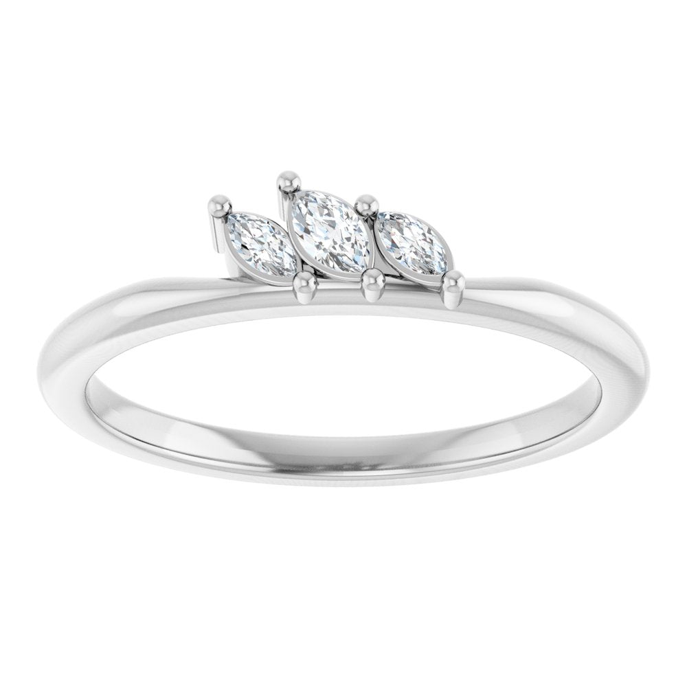14K White 1/8 CTW Natural Diamond Ring