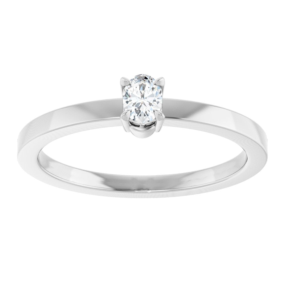14K White Gold 1/6 CT Natural Diamond Ring 
