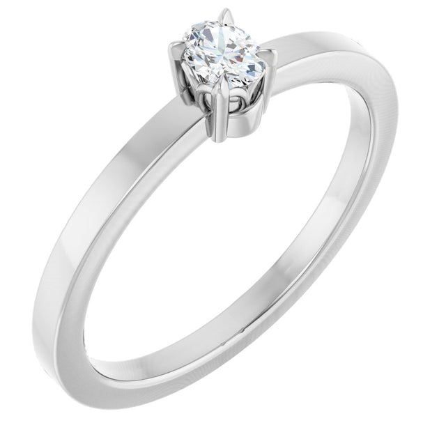 14K White Gold 1/6 CT Natural Diamond Ring 