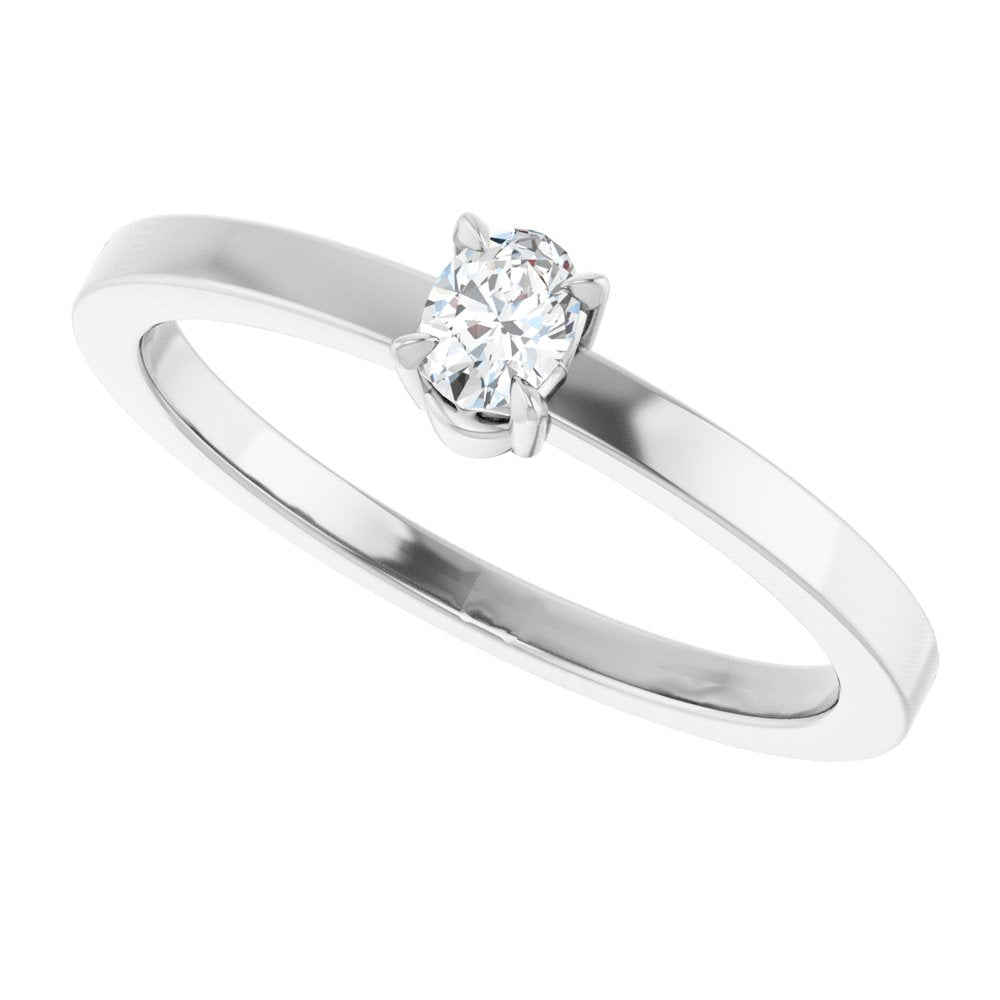 14K White Gold 1/6 CT Natural Diamond Ring 