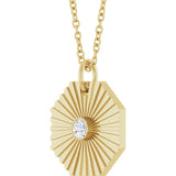 14K Yellow Gold .06 CT Natural Diamond Medallion 16-18" Necklace
