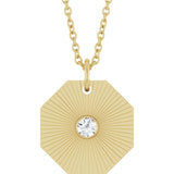 14K Yellow .06 CT Natural Diamond Medallion 16-18" Necklace