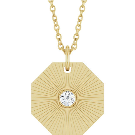 14K Yellow .06 CT Natural Diamond Medallion 16-18" Necklace