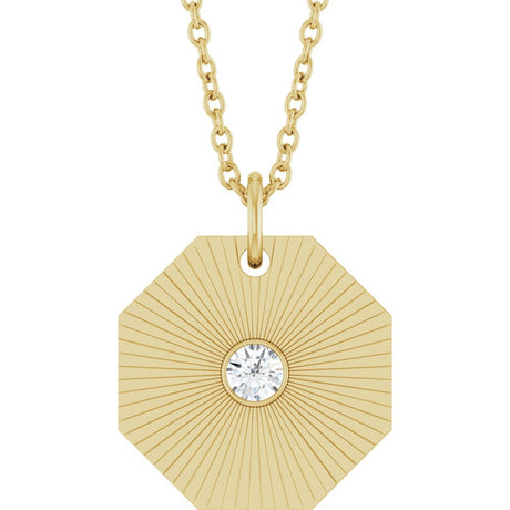 14K Yellow Gold .06 CT Natural Diamond Medallion 16-18" Necklace