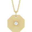 14K Yellow Gold .06 CT Natural Diamond Medallion 16-18" Necklace