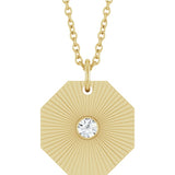 14K Yellow Gold .06 CT Natural Diamond Medallion 16-18" Necklace
