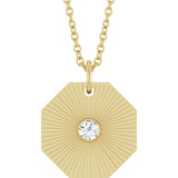 14K Yellow Gold .06 CT Natural Diamond Medallion 16-18" Necklace