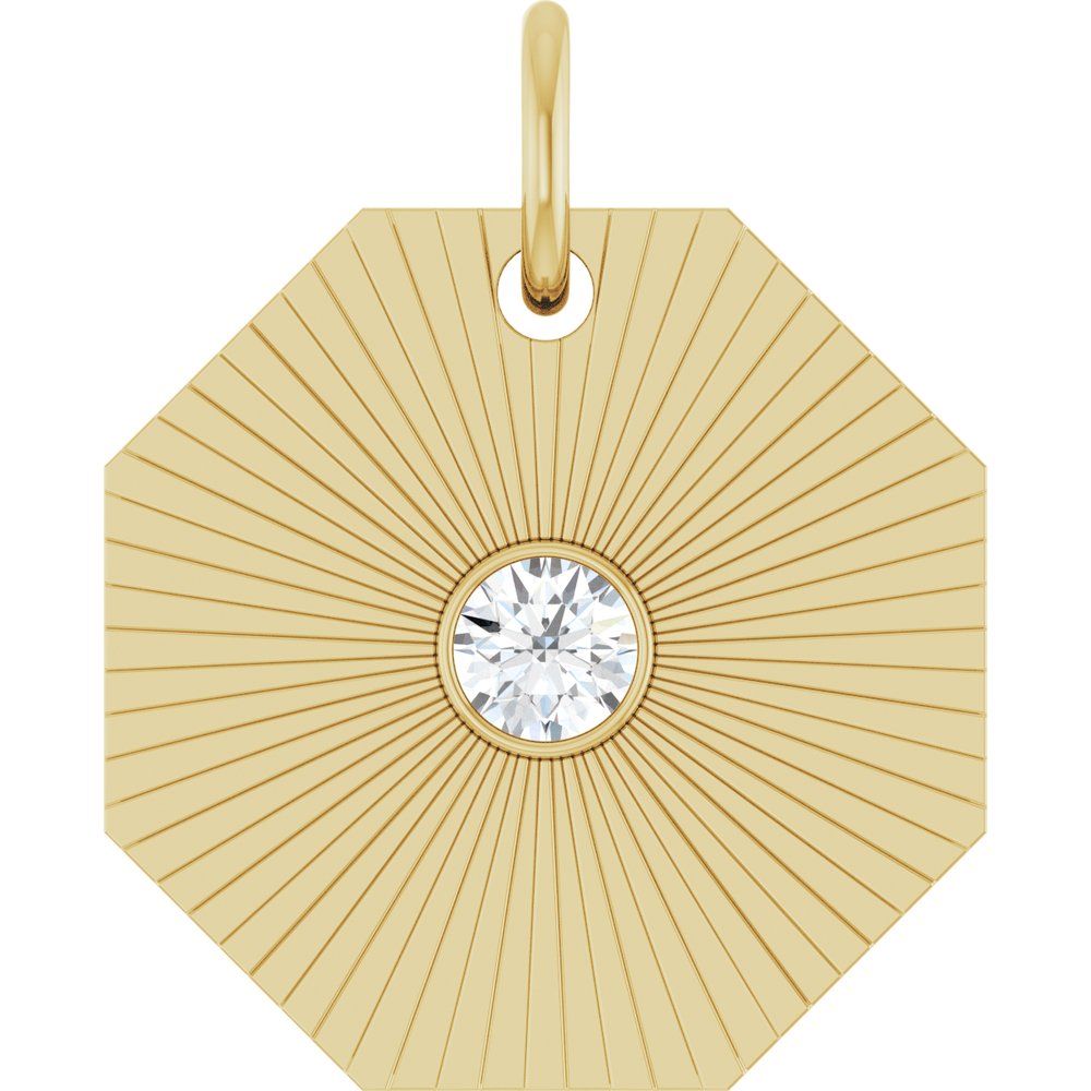 14K Yellow .06 CT Natural Diamond Medallion Pendant