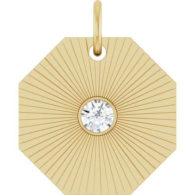 14K Yellow .06 CT Natural Diamond Medallion Pendant