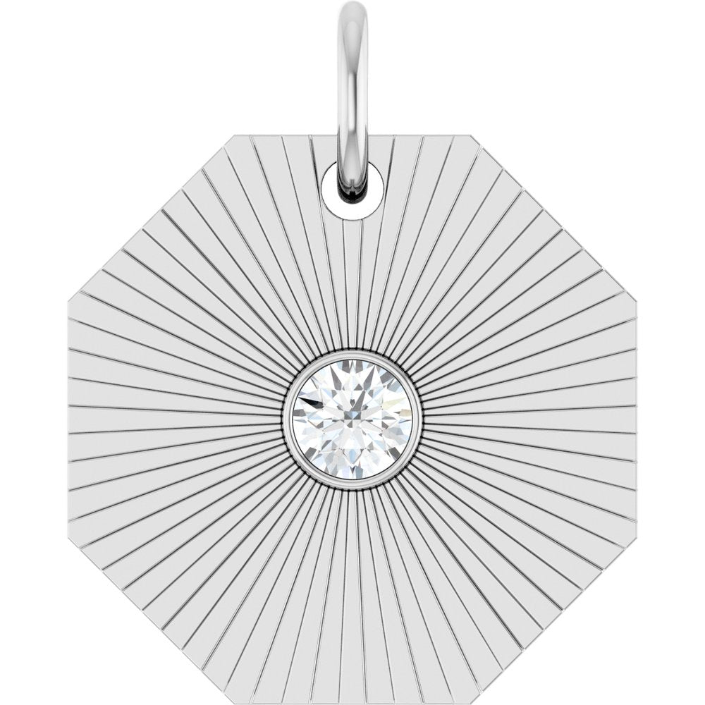 14K White Gold .06 CT Natural Diamond Medallion Pendant