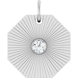 14K White Gold .06 CT Natural Diamond Medallion Pendant