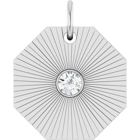 14K White Gold .06 CT Natural Diamond Medallion Pendant