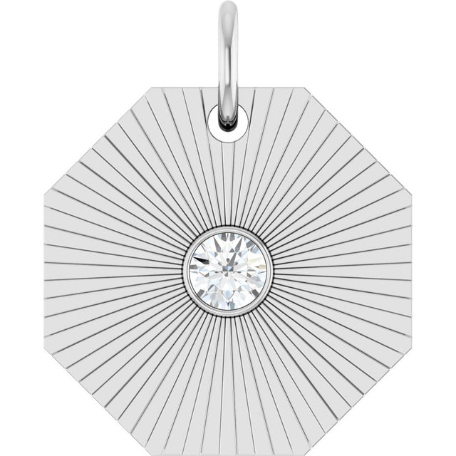 14K White Gold .06 CT Natural Diamond Medallion Pendant