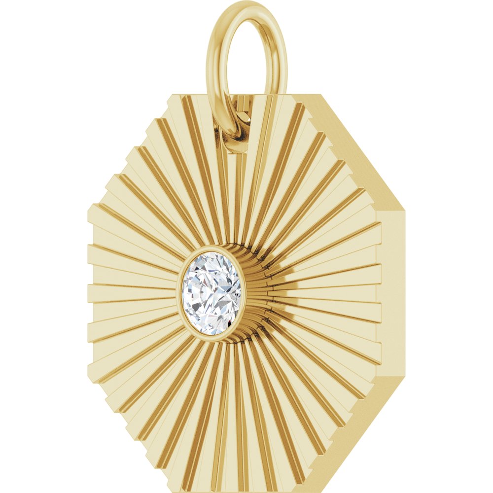 14K Yellow .06 CT Natural Diamond Medallion Pendant