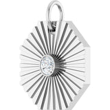14K White Gold .06 CT Natural Diamond Medallion Pendant