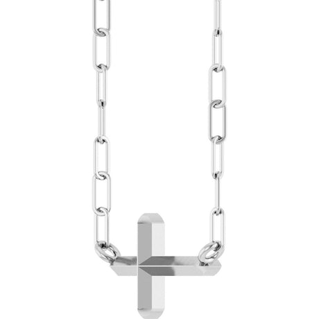 Sterling Silver Sideways Cross 18" Necklace