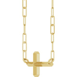 14K Yellow Gold Sideways Cross 18" Necklace