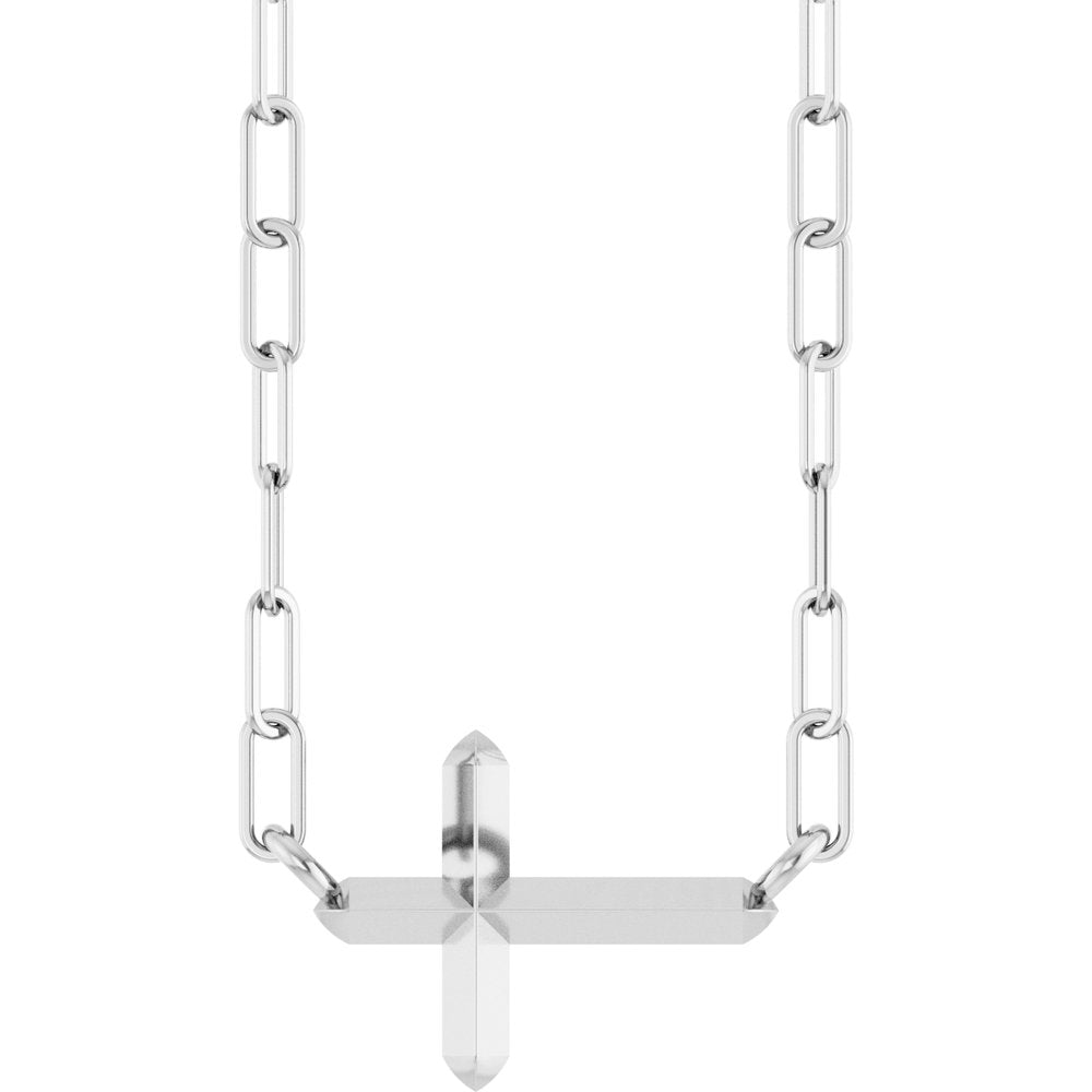 Sterling Silver Sideways Cross 18" Necklace