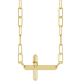 14K Yellow Gold Sideways Cross 18" Necklace
