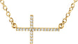 14K Yellow 1/10 CTW Natural Diamond Sideways Cross 16-18" Necklace