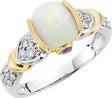 14K White/Yellow Natural White Opal, Natural Tanzanite & 1/6 CTW Natural Diamond Ring