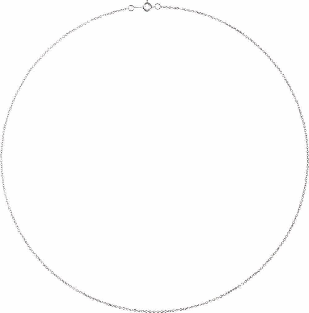 10K White Gold 1 mm Cable 18" Chain