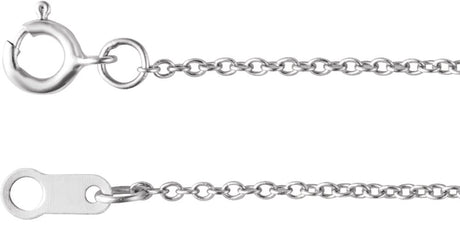 18K White 1 mm Cable 18" Chain