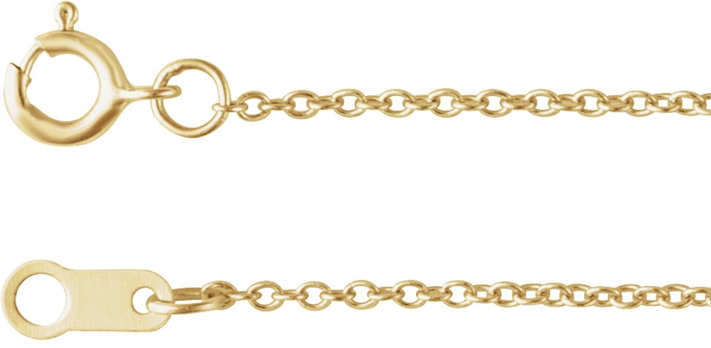 18K Yellow 1 mm Cable 16" Chain