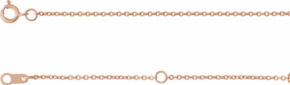 18K Rose 1 mm Adjustable Cable 6 1/2-7 1/2" Chain