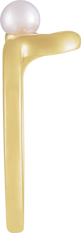 14K Yellow Gold Cultured White Freshwater Pearl Freeform Ring