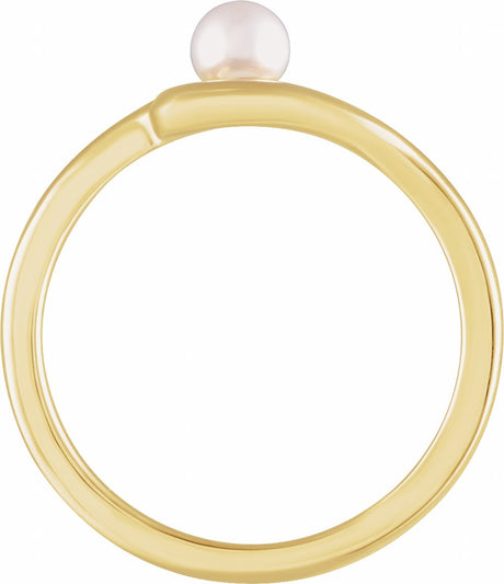 14K Yellow Gold Cultured White Freshwater Pearl Freeform Ring