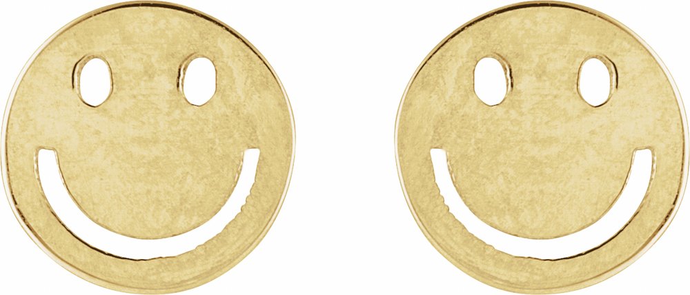 14K Yellow 4 mm Smiley Face Friction Earrings