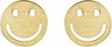 14K Yellow 4 mm Smiley Face Friction Earrings