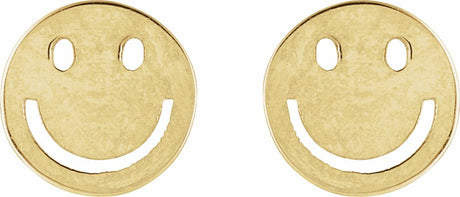 14K Yellow 4 mm Smiley Face Friction Earrings