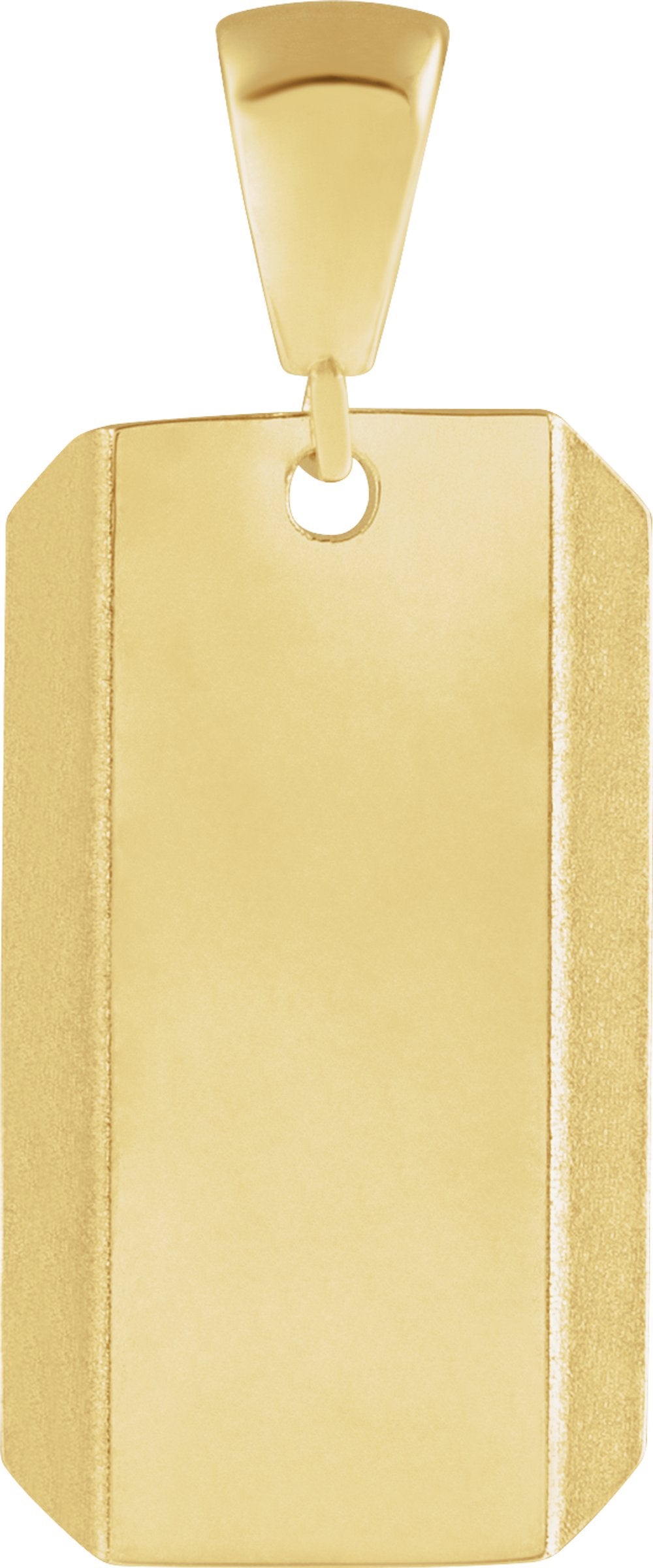 14K Yellow Engravable Dog Tag Pendant