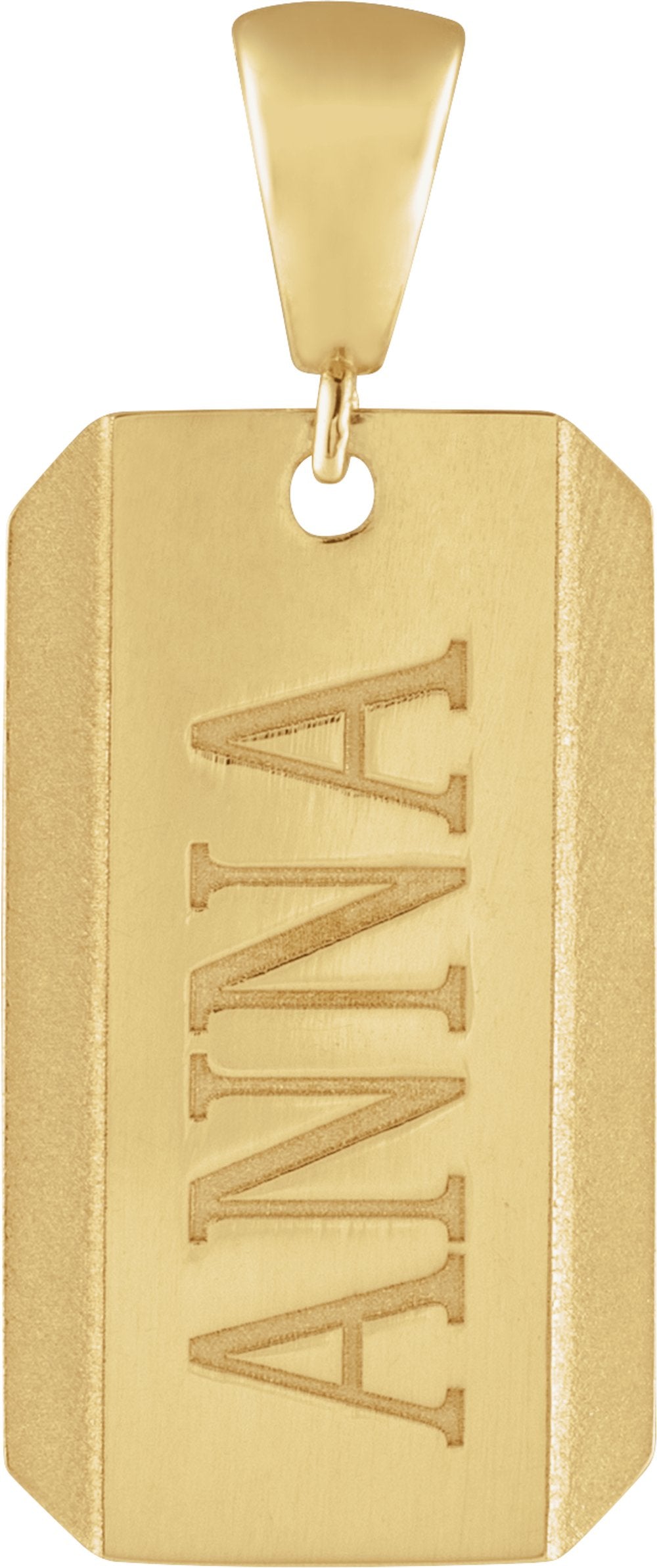 14K Yellow Engravable Dog Tag Pendant