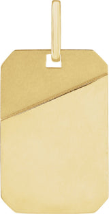 14K Yellow Gold Engravable Dog Tag Pendant