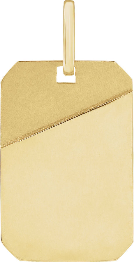 14K Yellow Gold Engravable Dog Tag Pendant