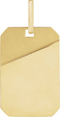 14K Yellow Gold Engravable Dog Tag Pendant