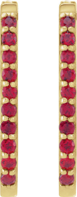 14K Yellow Gold Lab-Grown Ruby 20 mm Hoop Earrings