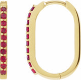 14K Yellow Gold Lab-Grown Ruby 20 mm Hoop Earrings